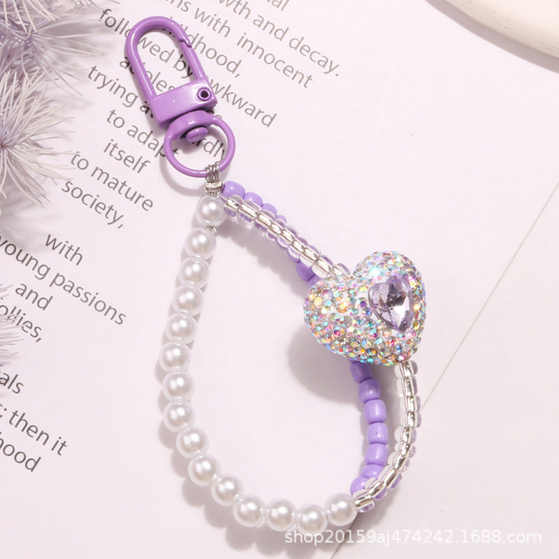 Wholesale Full Diamond Love Gemstone Acrylic Keychain